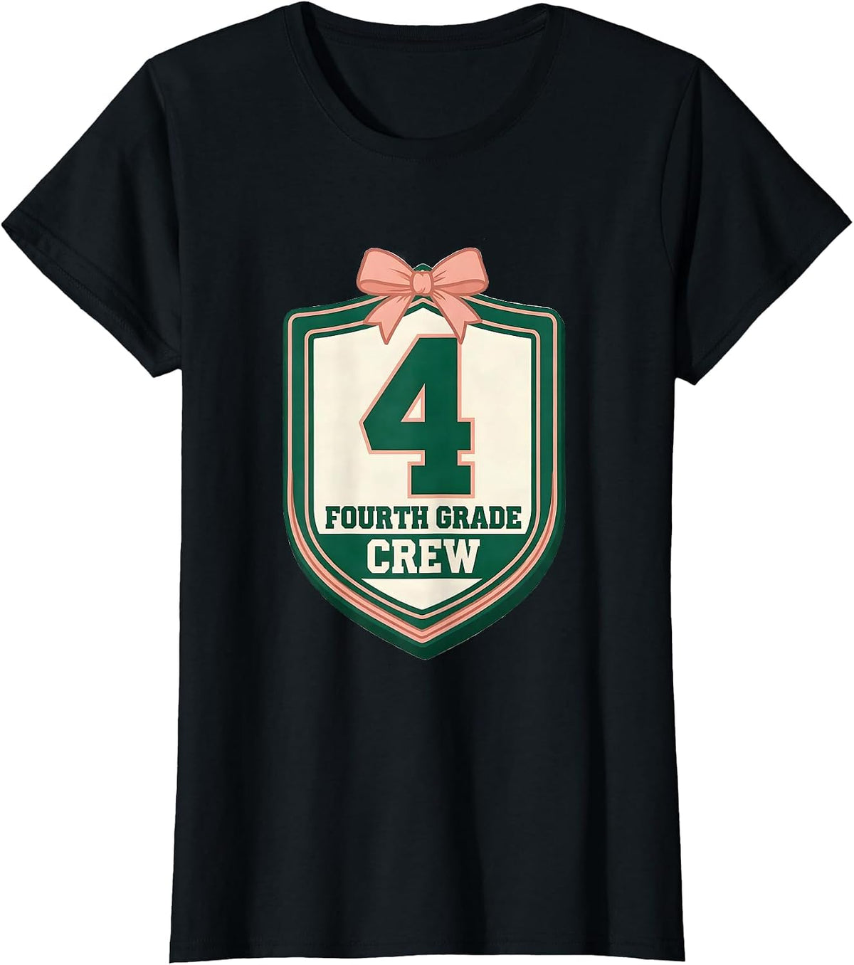 Fourth Grade Crew Preppy Back To School Elementary Teacher T-Shirt - Black