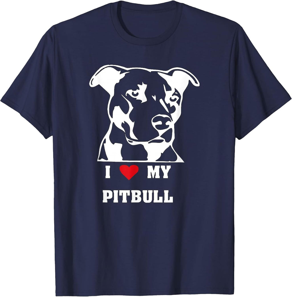 Pitbull Dog Shirt - I Love My Pitbull Dog Lover Tshirt T-Shirt - Navy Blue
