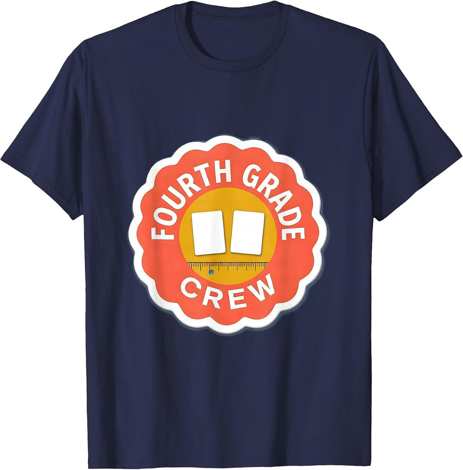 Fourth Grade Crew Back To School Student Teacher Team T-Shirt - Navy Blue