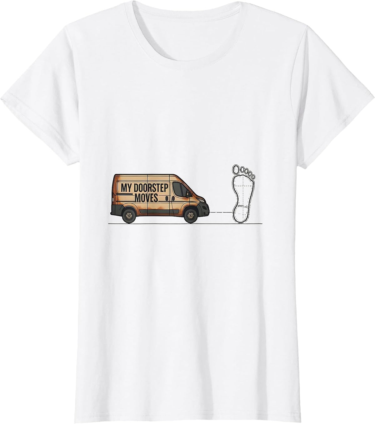 My Doorstep Moves Retro Van Life Campervan Road Trip T-Shirt - White