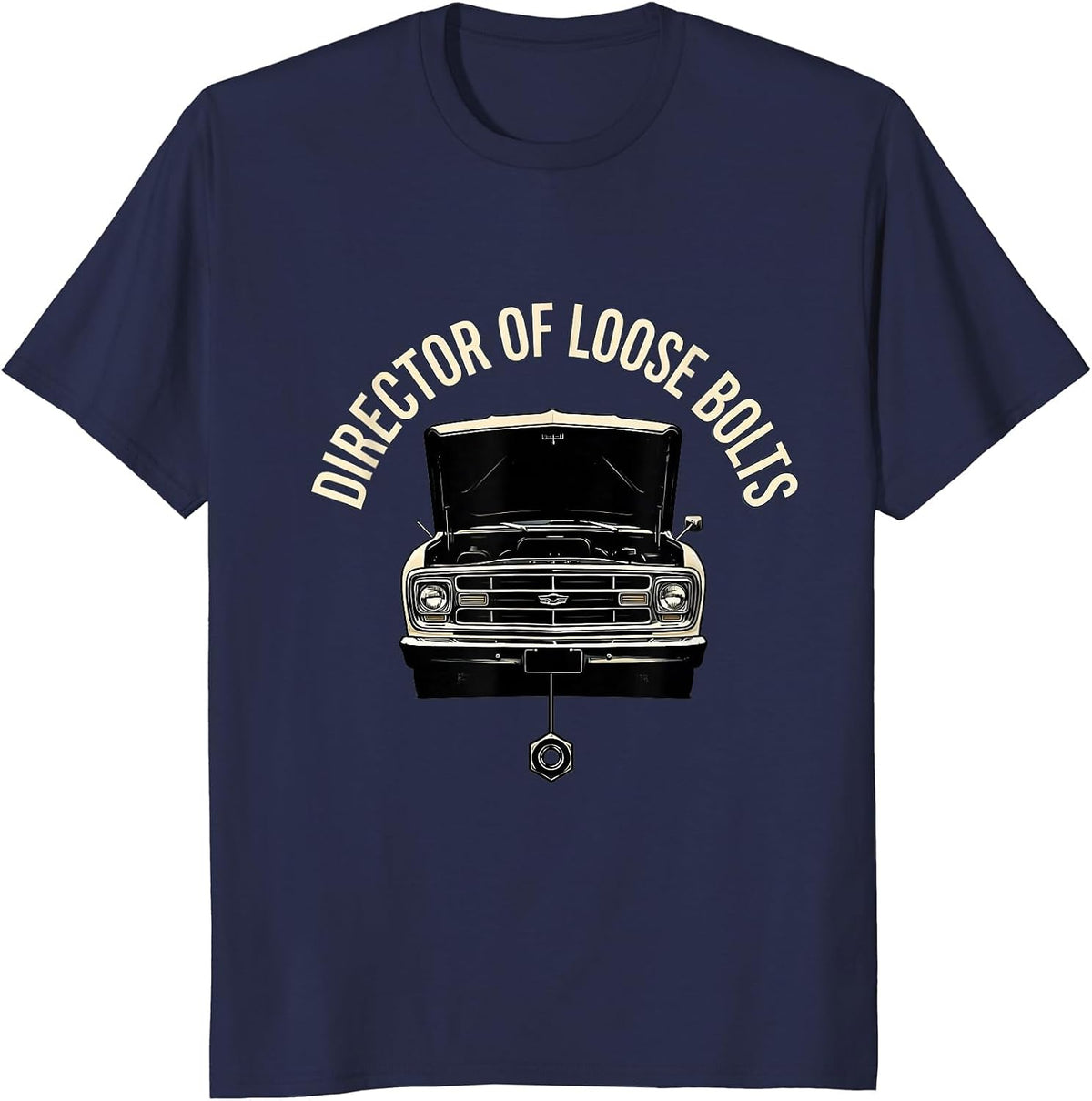 Director Of Loose Bolts Funny Classic Car Guy Mechanic Humor T-Shirt - Navy Blue