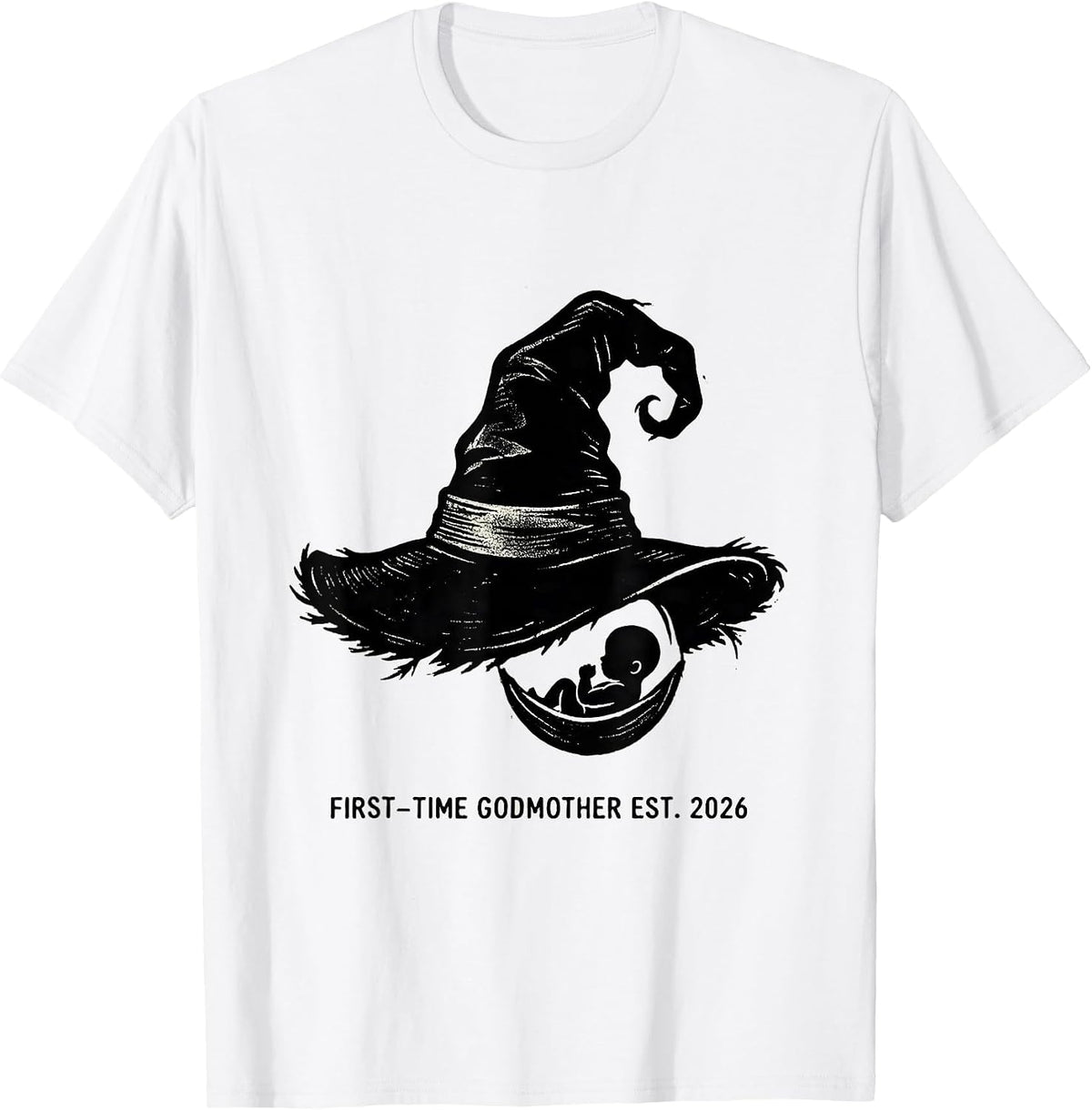 Men's First-Time Godmother Est. 2026 Cute Halloween Pregnancy T-Shirt - White