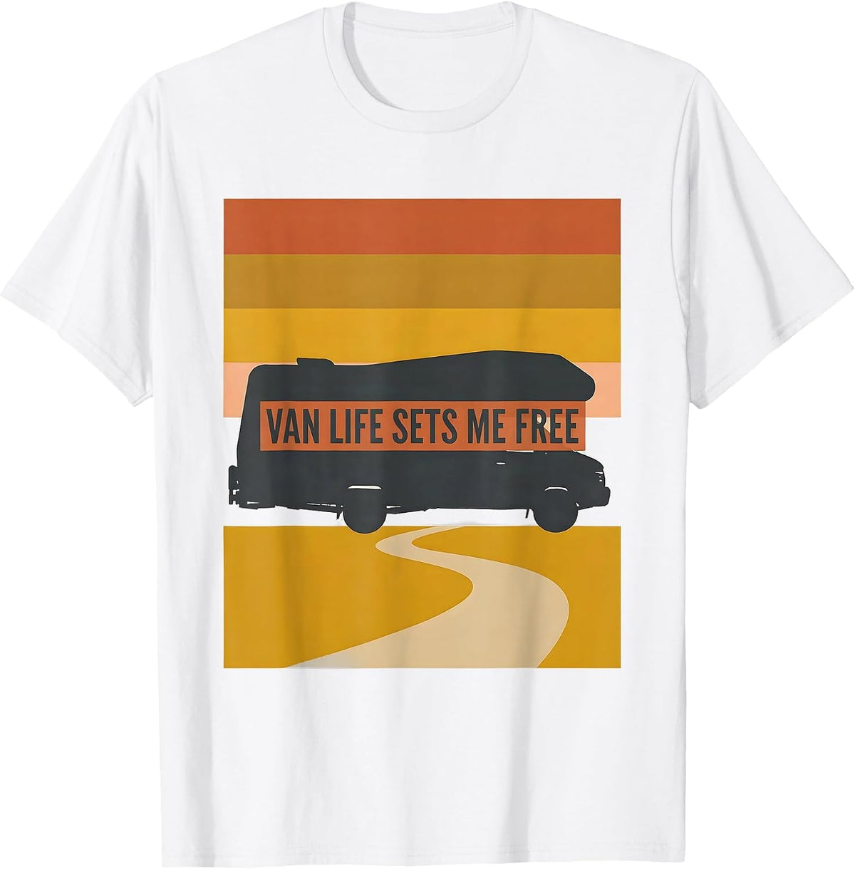 Men's Van Life Sets Me Free Retro Vintage Van Dweller Nomad Pride T-Shirt - White