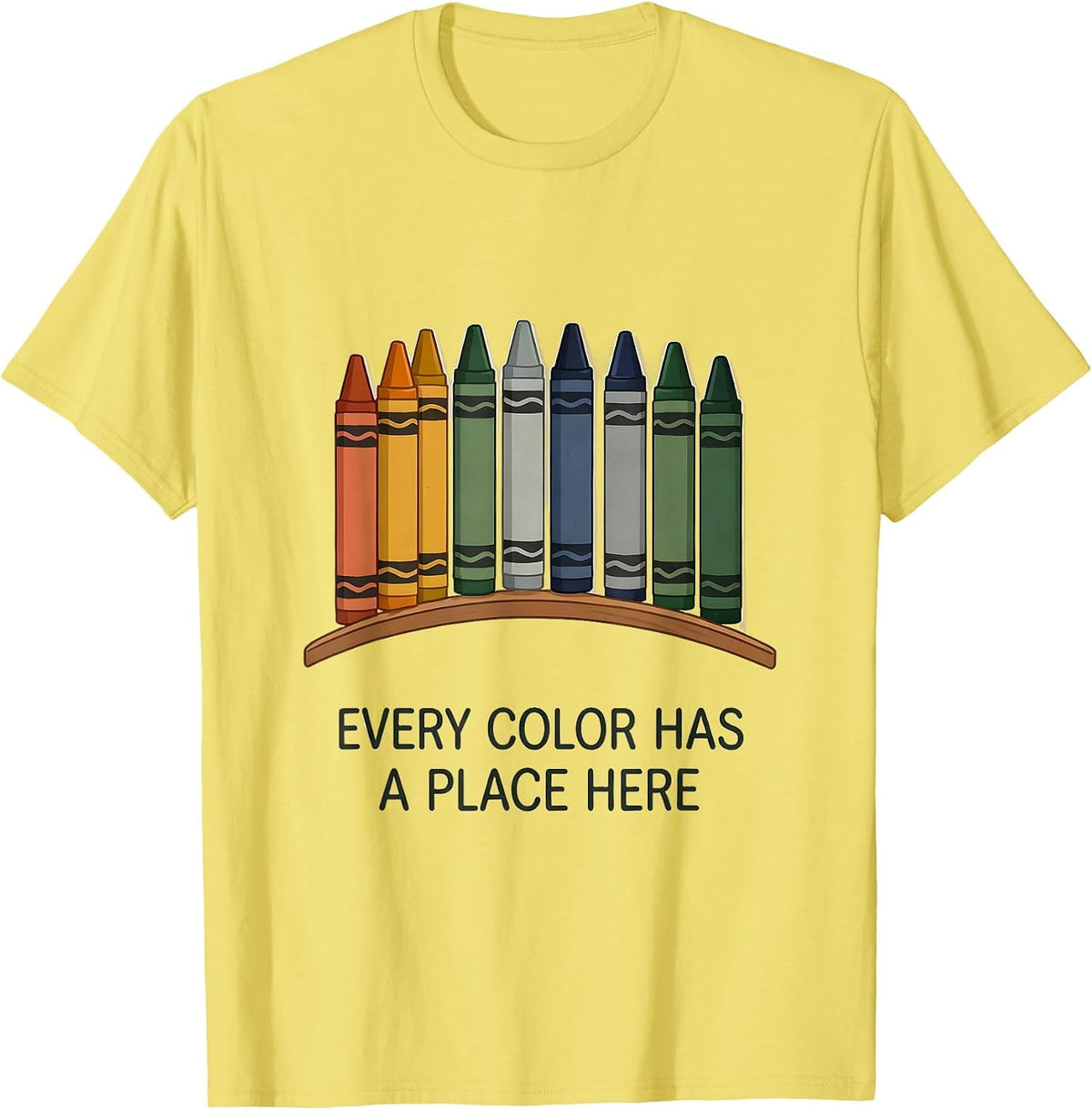 Men's Every Color Has A Place Here Inspirational Teacher Mental T-Shirt - Lemon Yellow