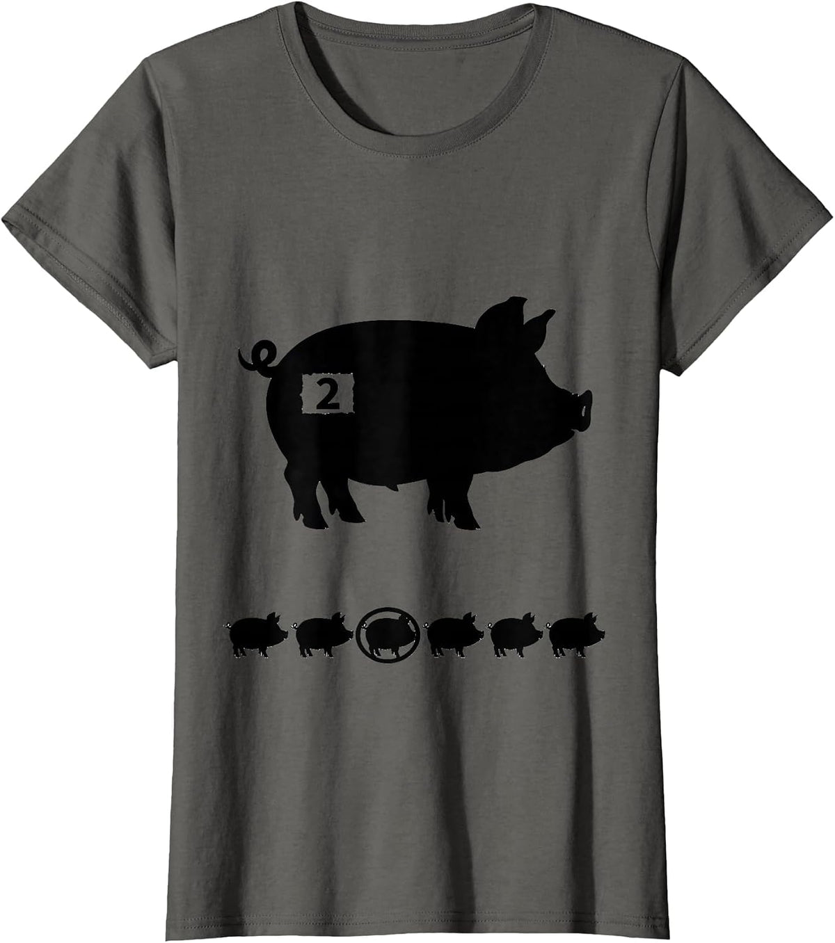 Women's 2 Funny Piglet Halloween Costume Pig Lover Humor T-Shirt - Asphalt Grey