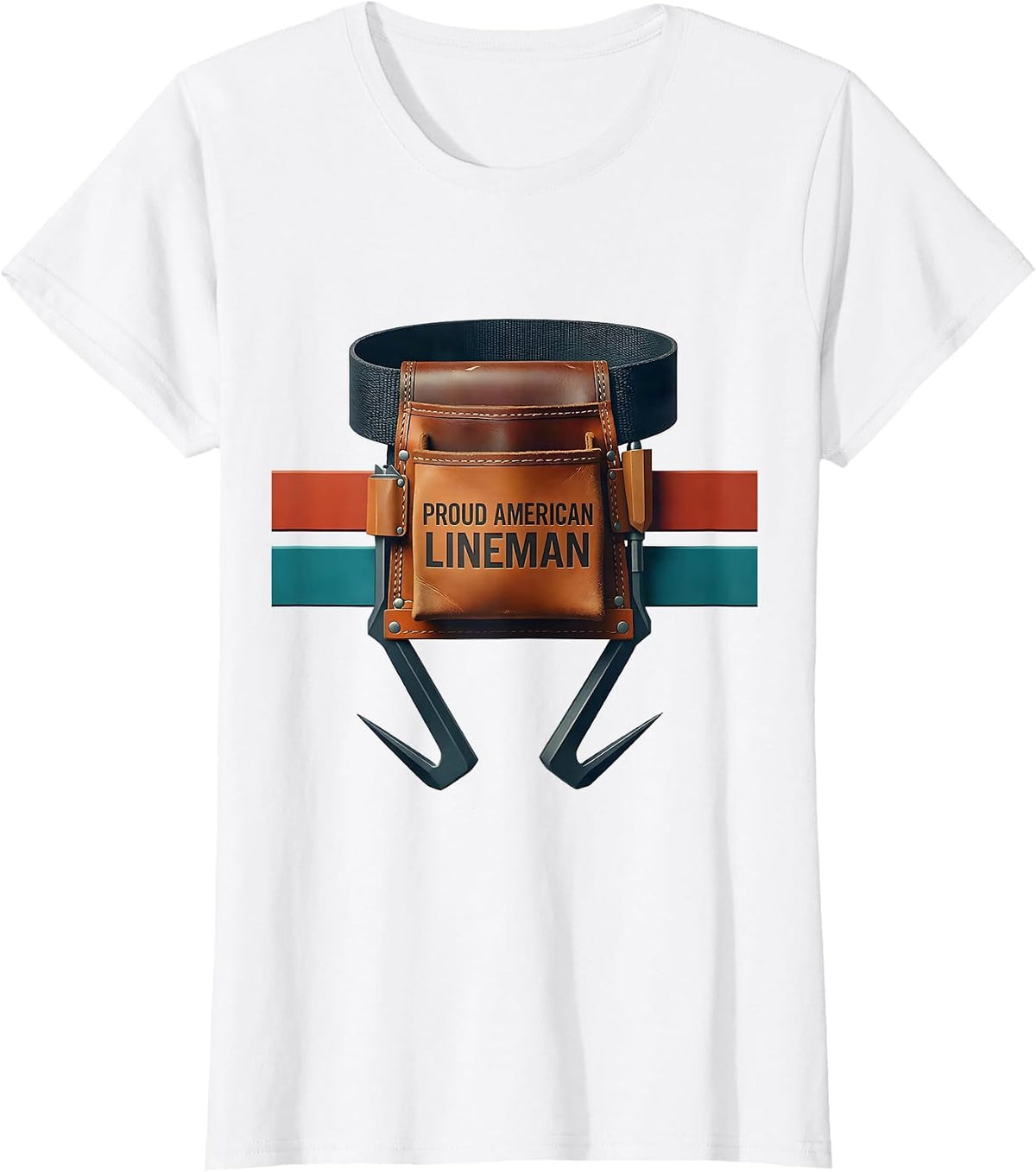 Proud American Lineman Midcentury Modern Patriotic Oilfield T-Shirt - White