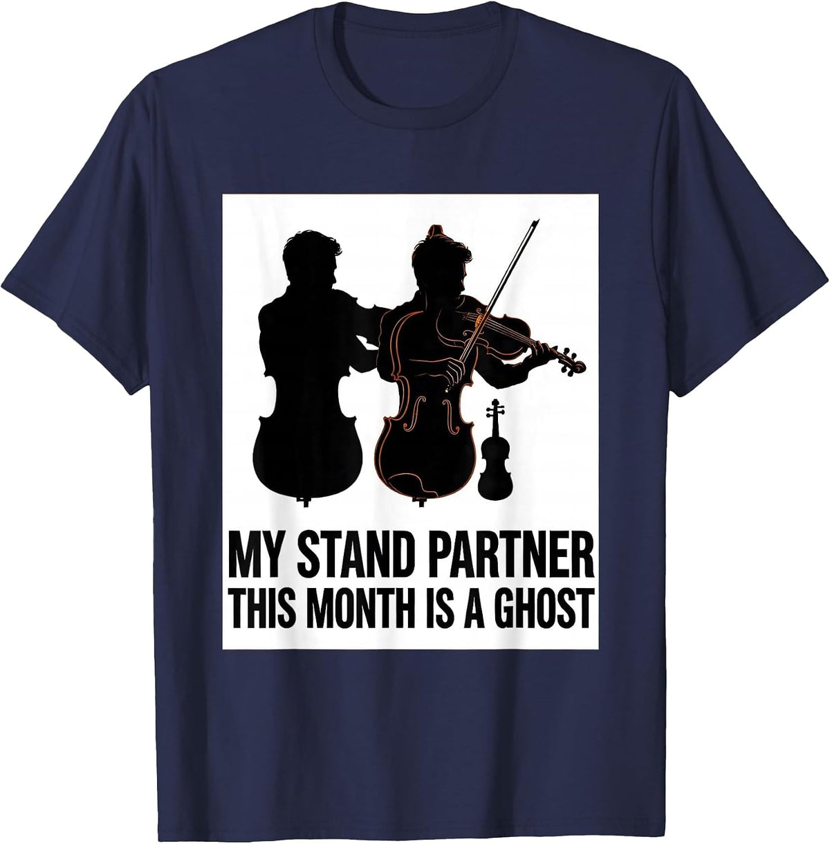 Men's My Stand Partner This Month Is A Ghost Funny Music Teacher T-Shirt - Navy Blue