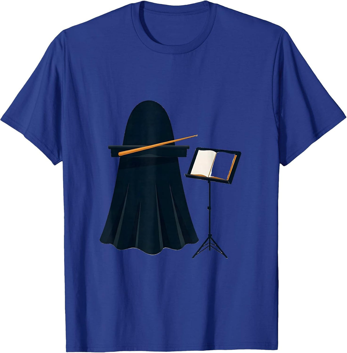 Men's Ghost Conductor Platform Editorial Halloween Music Teacher T-Shirt - Royal Blue