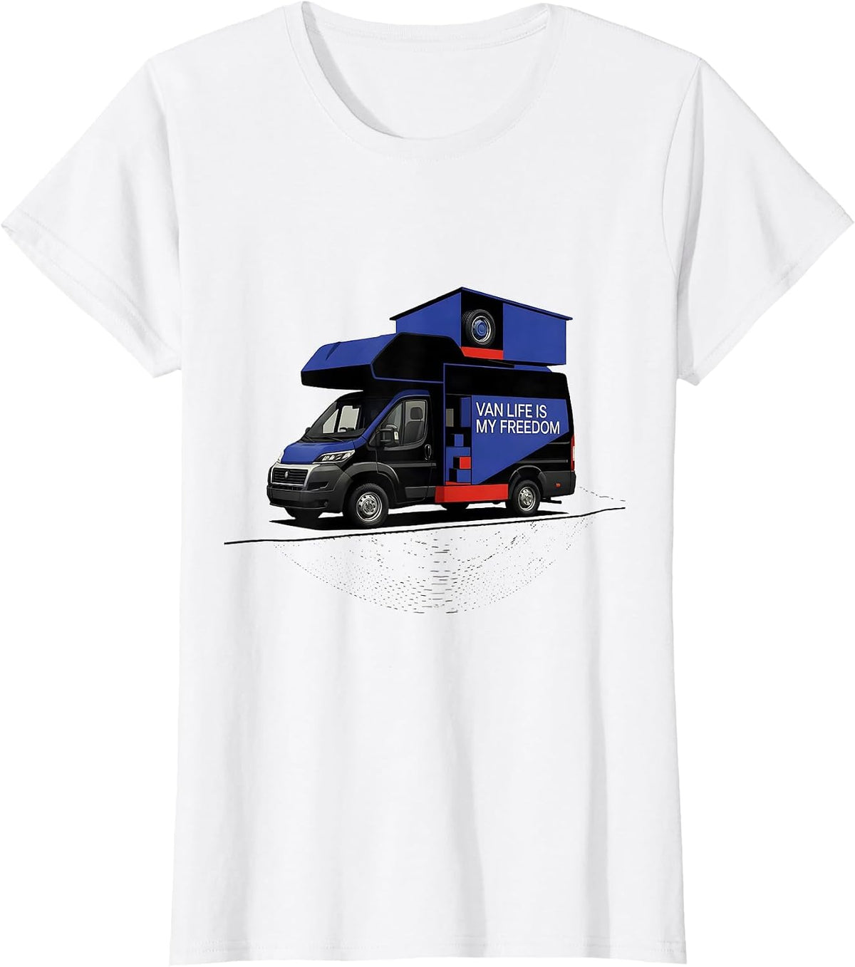 Van Life Is My Freedom Bauhaus Modernist Van Dweller Nomads T-Shirt - White