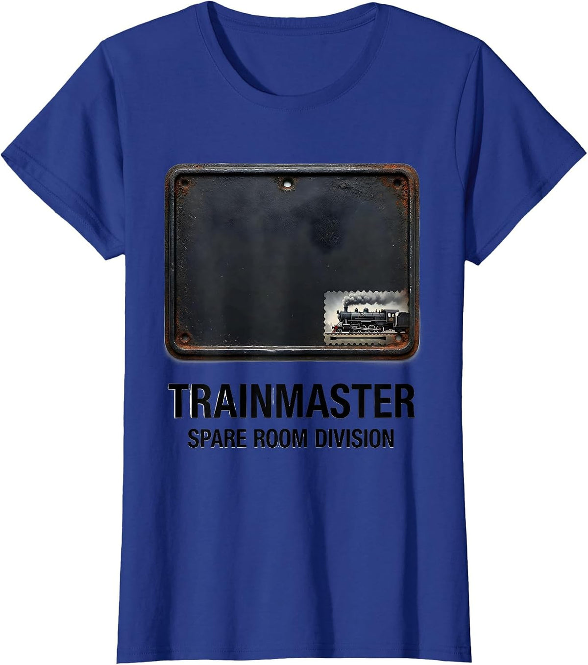 Women's Trainmaster Spare Room Division Vintage Steam Train T-Shirt - Royal Blue