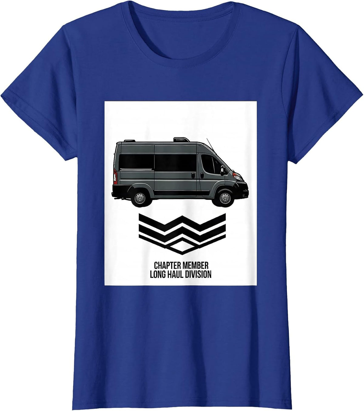 Women's Chapter Member Long Haul Division Retro Van Life Nomad Humor T-Shirt - Royal Blue