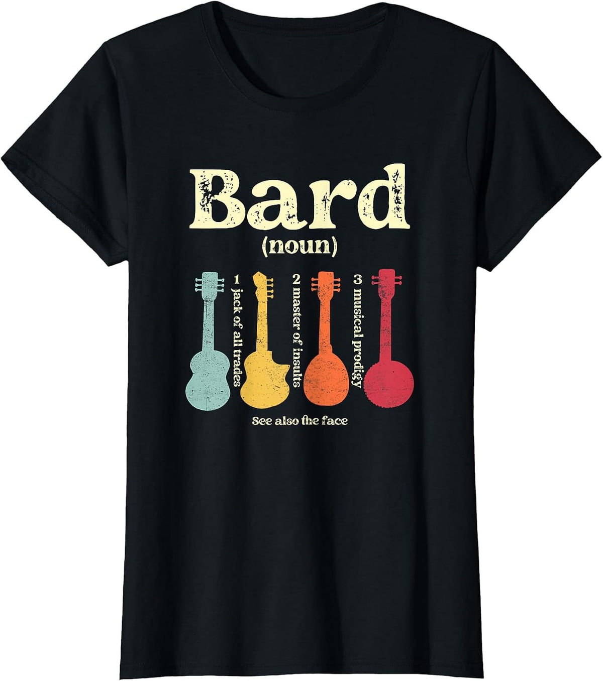 Bard Class Tabletop Definition Musical Prodigy Instrument T-Shirt - Black