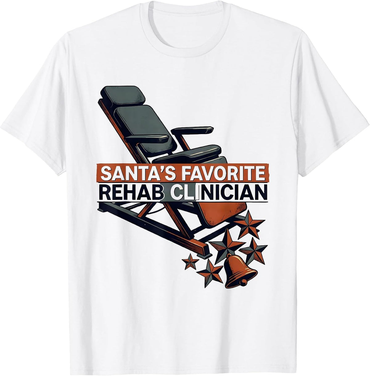 Men's Santa's Favorite Rehab Clinician Midcentury Modern Physical T-Shirt - White