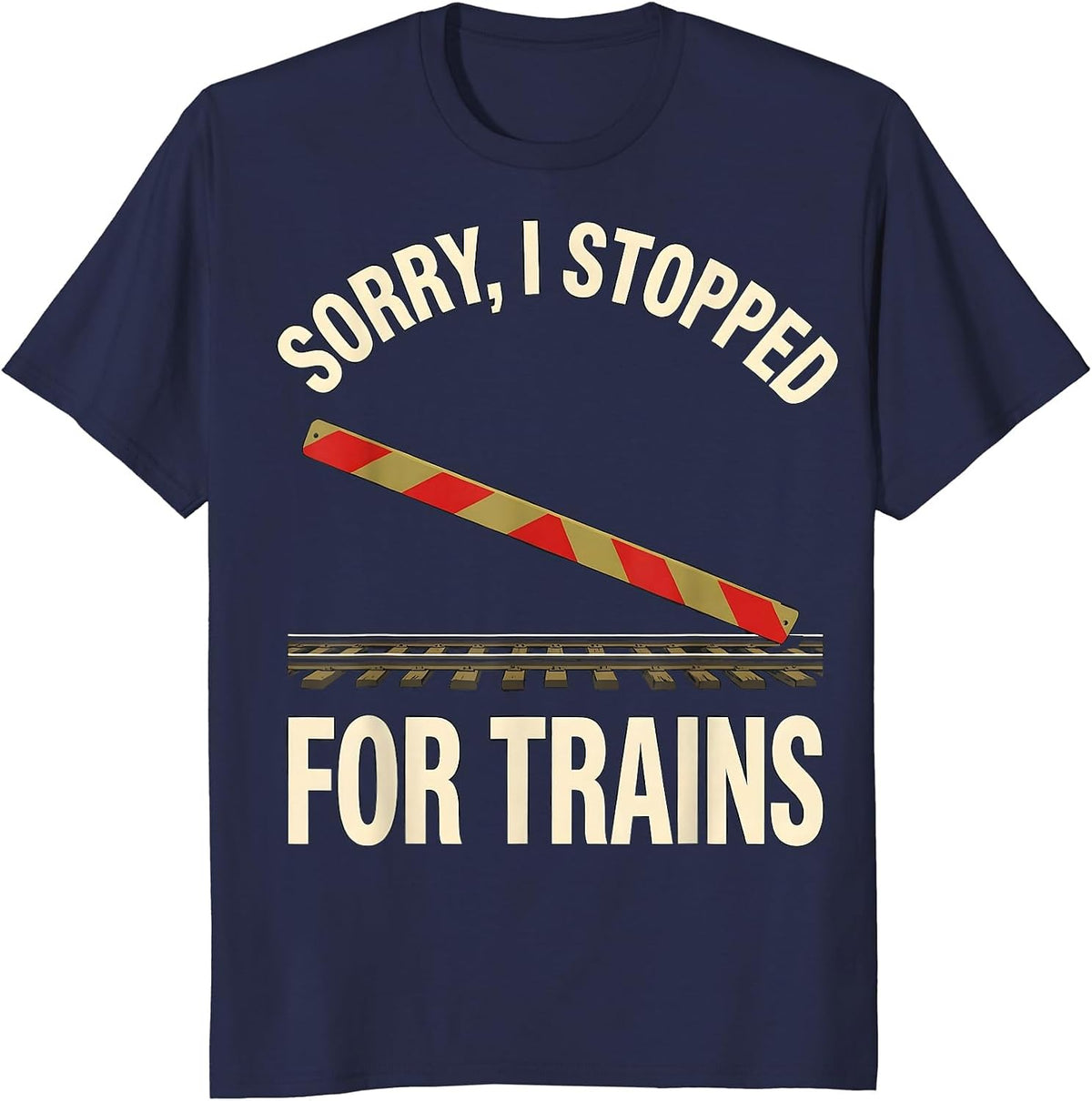 Men's Sorry, I Stopped For Trains Funny Train Enthusiast Model T-Shirt - Navy Blue
