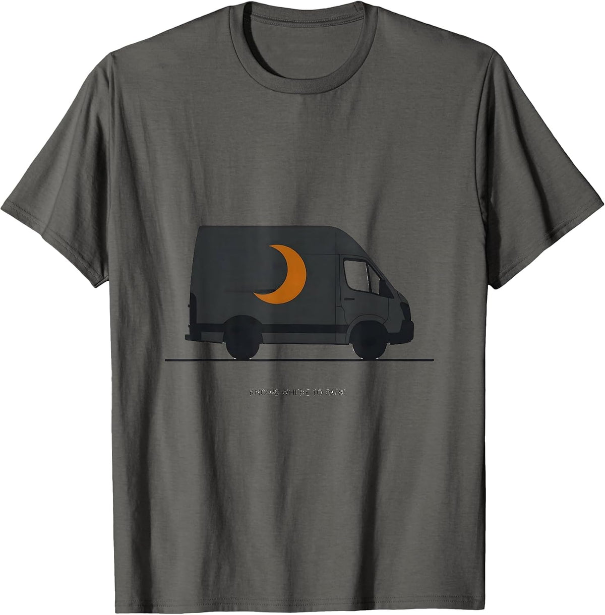 Knows Where To Park Retro Van Life Vintage Van Dwellers T-Shirt - Asphalt Grey