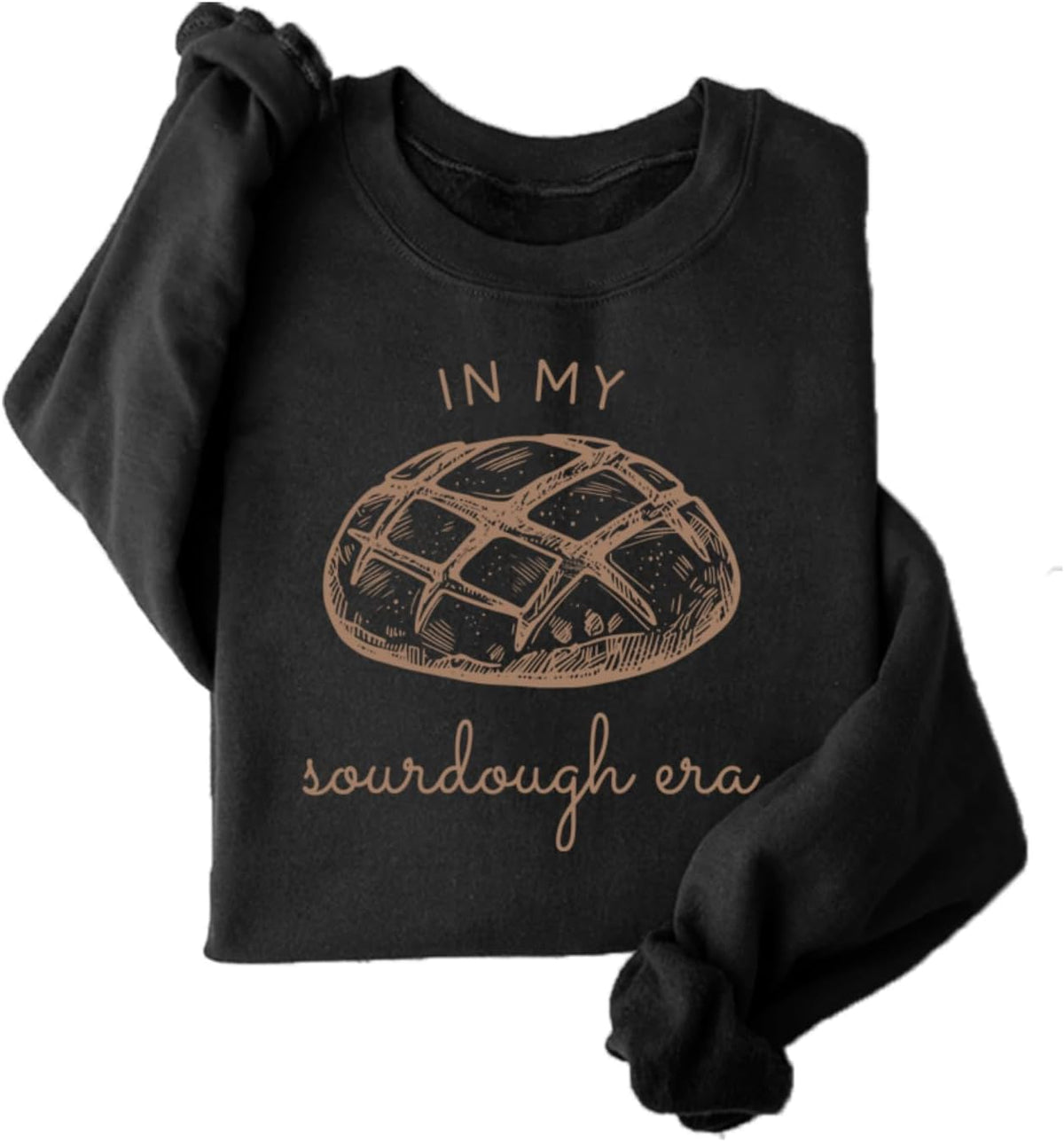 In My Sourdough Era Sweatshirt Women Sourdough Graphic Long Sleeve Shirts Baking Lover Crewneck Pullover Sweater - Black