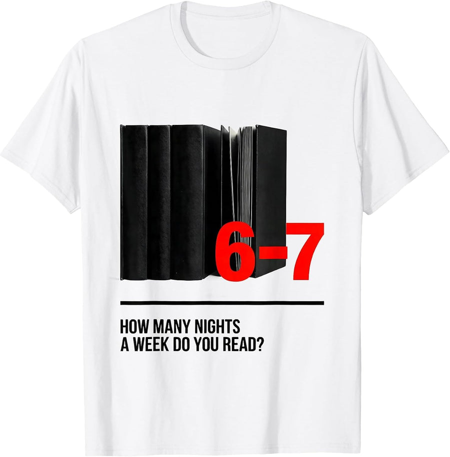 Men's How Many Nights A Week Do You Read? 6-7 Teacher T-Shirt - White