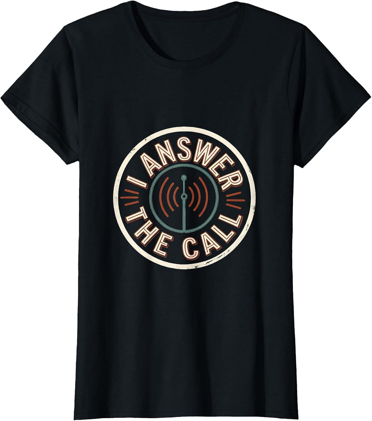 Women's I Answer The Call Funny Ham Radio Operator Hobby Humor T-Shirt - Black