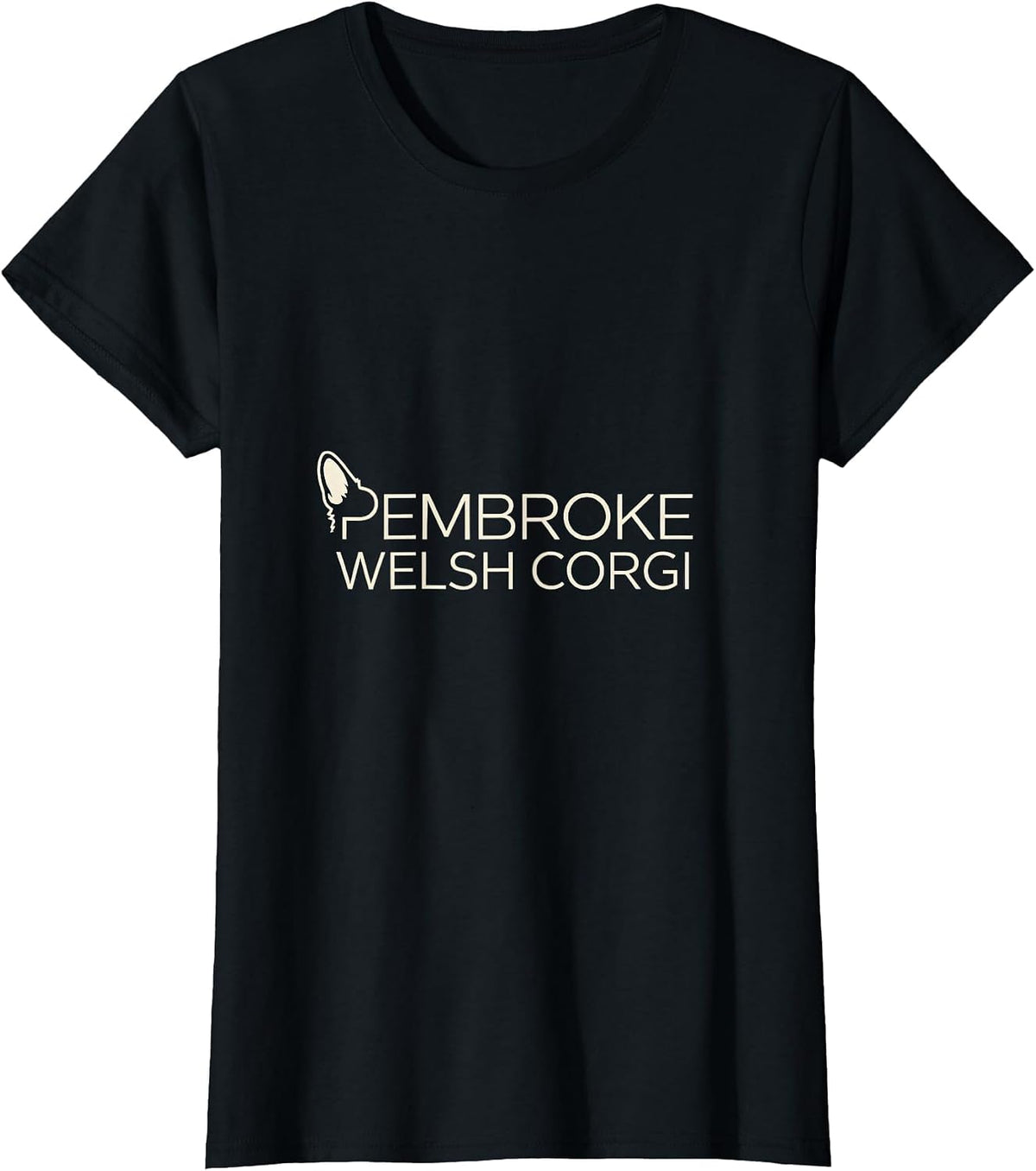 Pembroke Welsh Corgi Minimalist Badge Patch Line Art Icon T-Shirt - Black