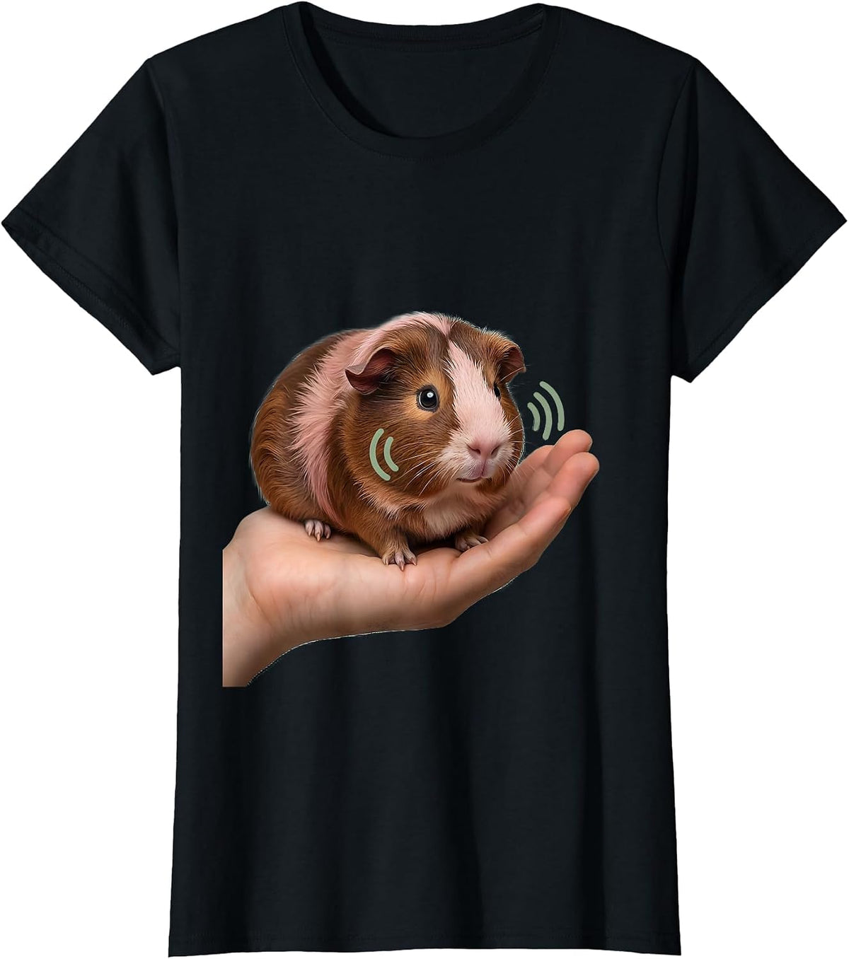 Women's Rounded Rosette Guinea Pig Cute Kawaii Pet Lover T-Shirt - Black