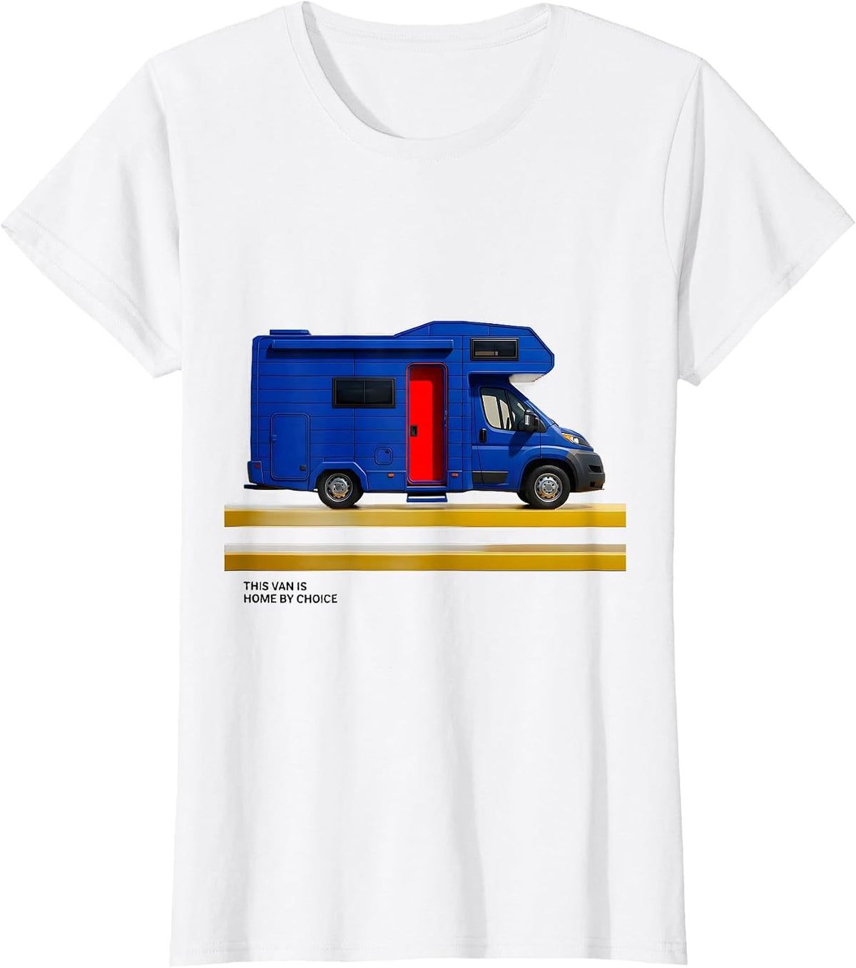 Women's This Van Is Home By Choice Geometric Van Life Nomad Retro T-Shirt - White