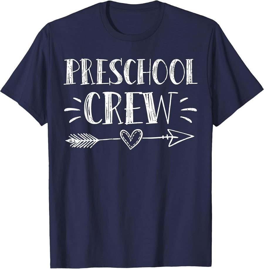 Preschool Crew 1st Day of School Preschool Teacher Team T-Shirt - Navy Blue