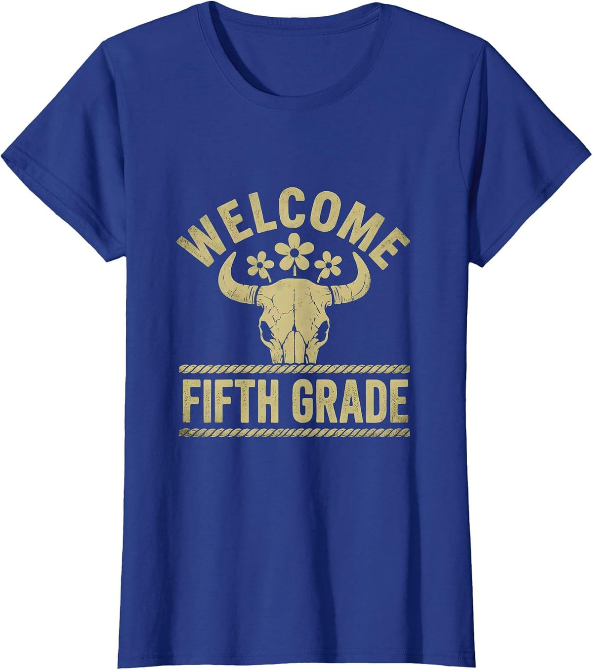 Women's Welcome Fifth Grade Boho Western Teacher Back To School T-Shirt - Royal Blue