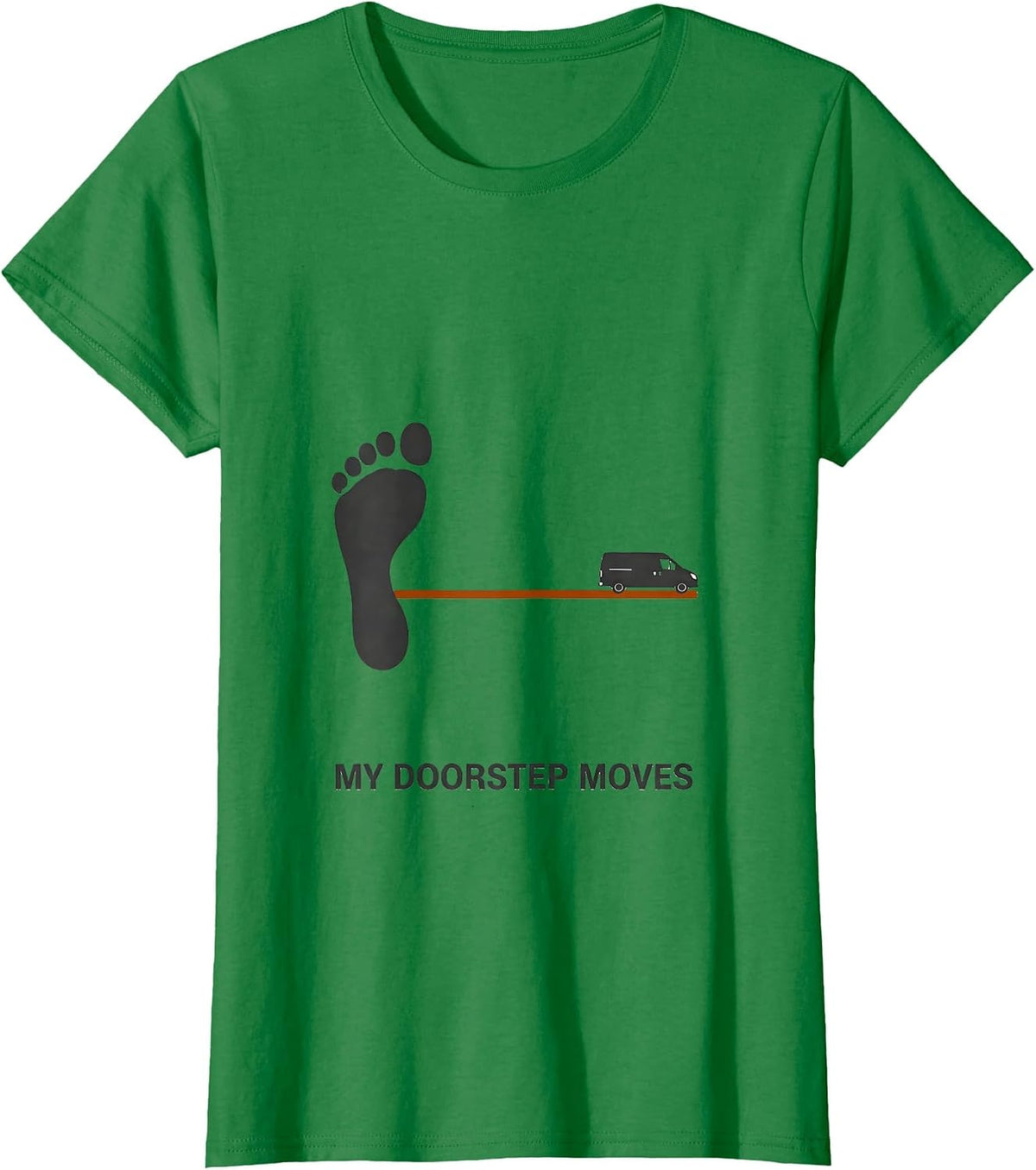 Women's My Doorstep Moves Minimalist Van Life Retro Road Trip T-Shirt - Kelly Green