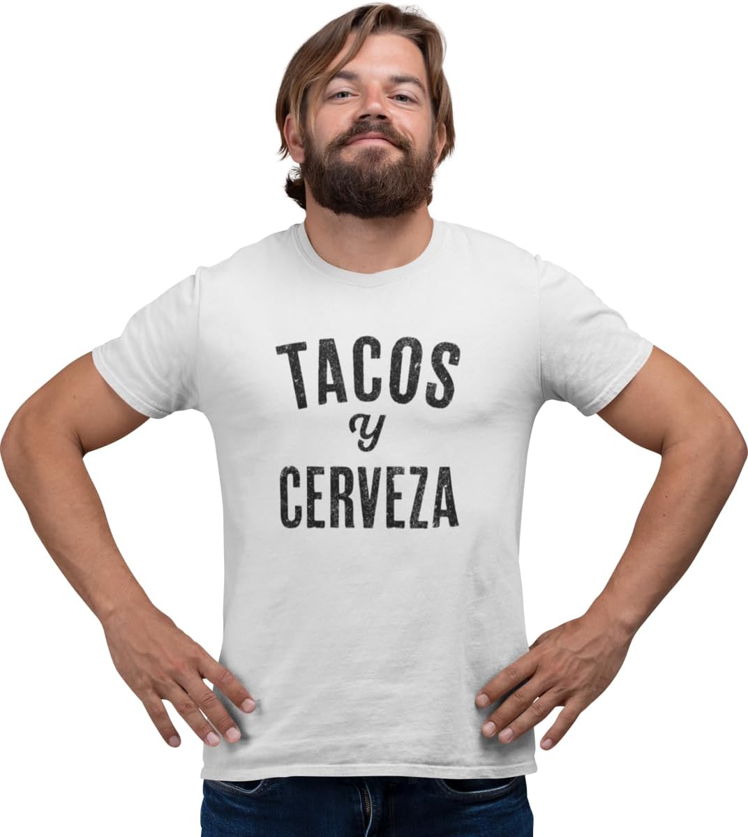 Men's Cinco De Mayo Taco Cerveza Tequila Tees - Tacos Y Cerveza White