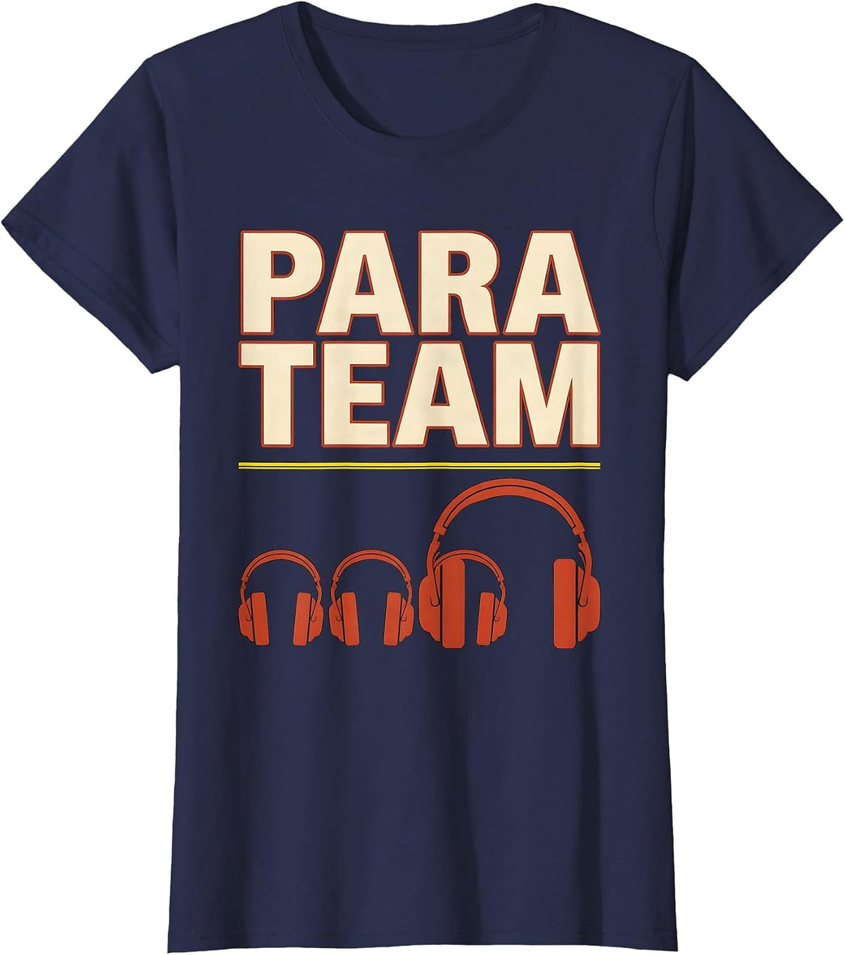 Women's Para Team Screenprint Poster Paraprofessional Teacher T-Shirt - Navy Blue