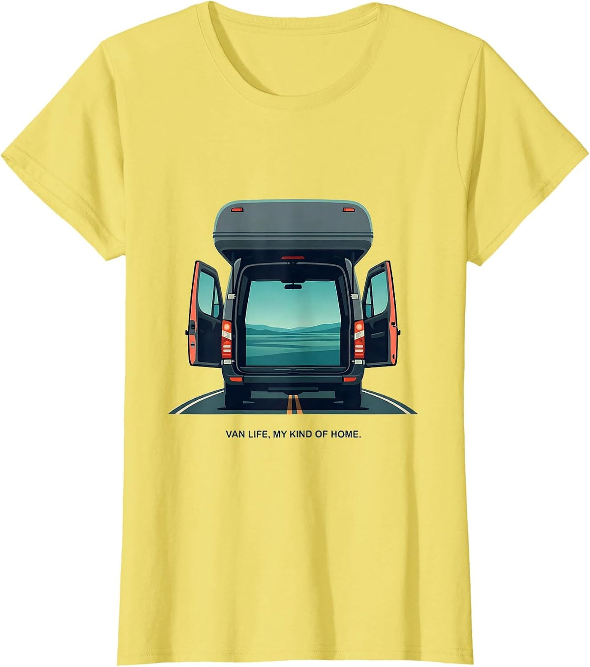 Van Life My Kind Of Home Retro Van Dwellers Nomad Travel T-Shirt - Lemon Yellow