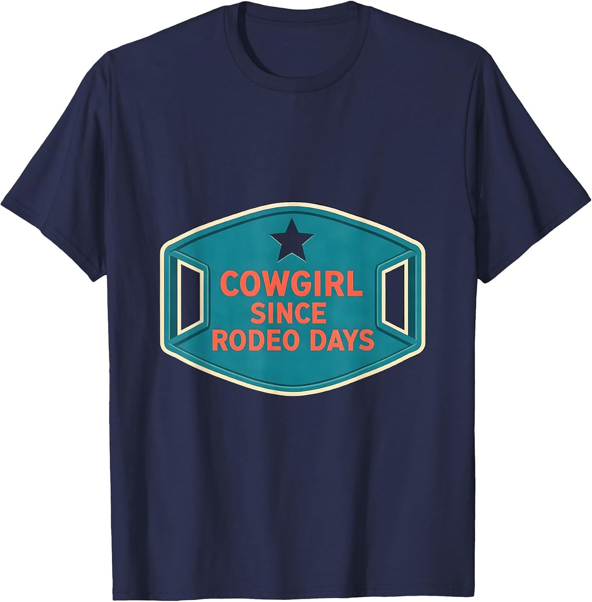 Men's Cowgirl Since Rodeo Days Vintage Western Retro Cowgirl Humor T-Shirt - Navy Blue