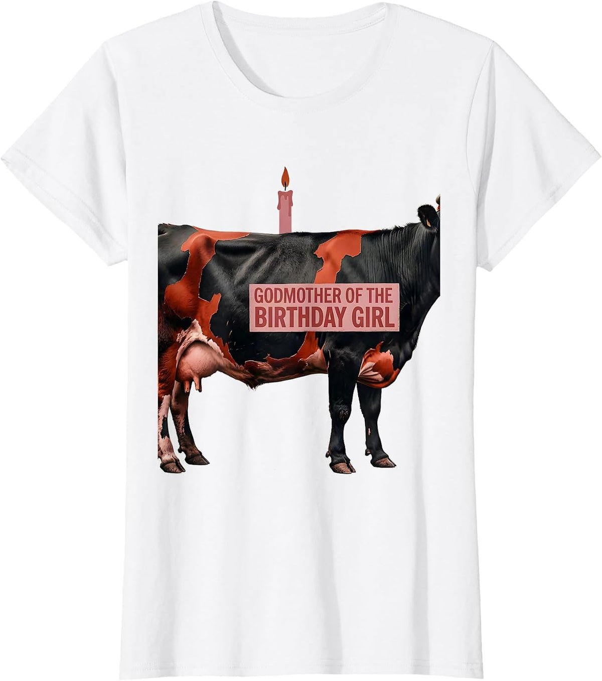 Women's Godmother Of The Birthday Girl Farm Cow 1St Birthday Girl T-Shirt - White