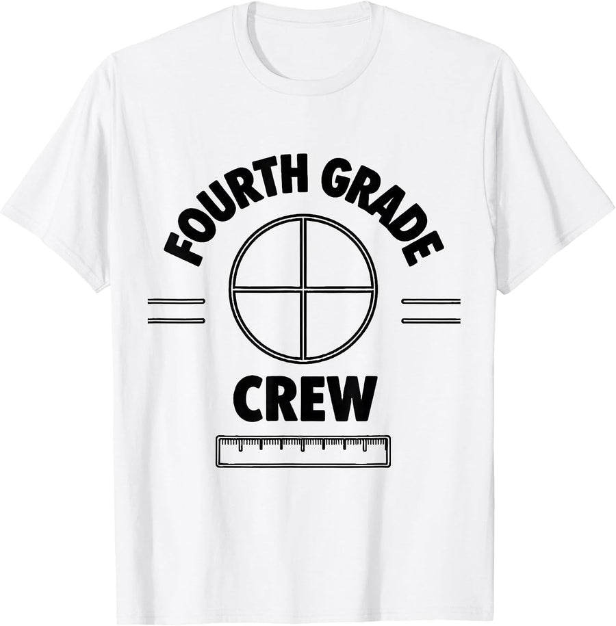 Men's Fourth Grade Crew Funny Teacher Humor Grade Level Pride T-Shirt - White