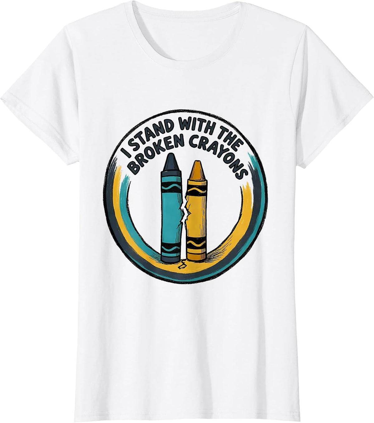 I Stand With The Broken Crayons Mental Health Awareness T-Shirt - White