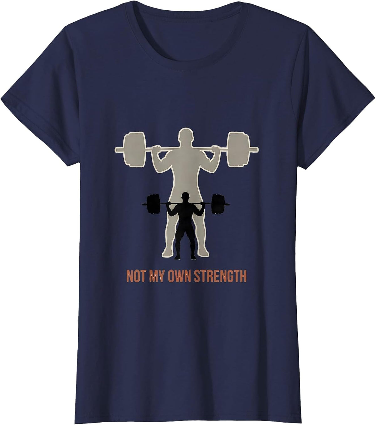 Women's Not My Own Strength Christian Gym Faith Fitness Motivational T-Shirt - Navy Blue