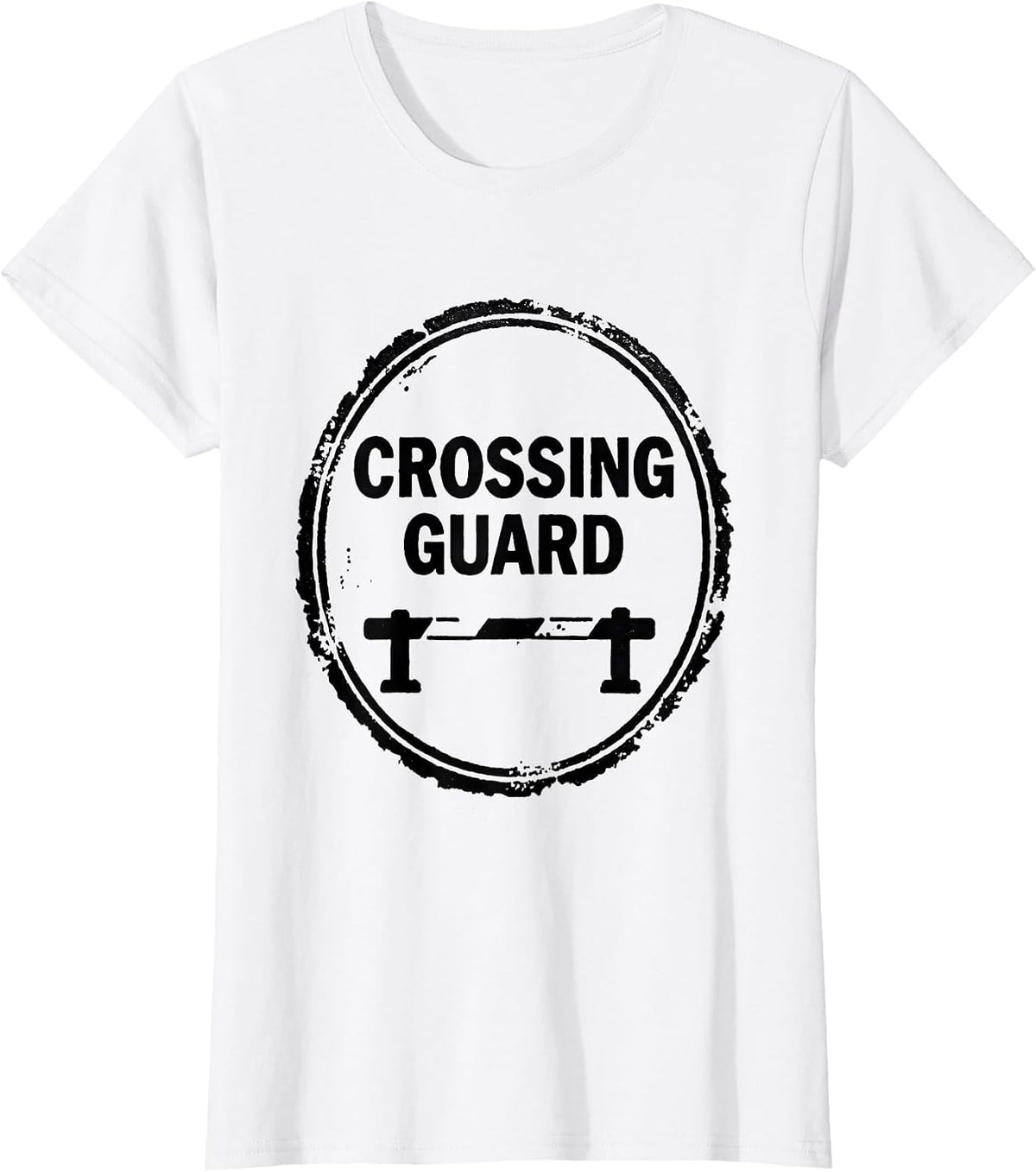 Women's Crossing Guard Rubber Stamp Train Enthusiast Humor T-Shirt - White