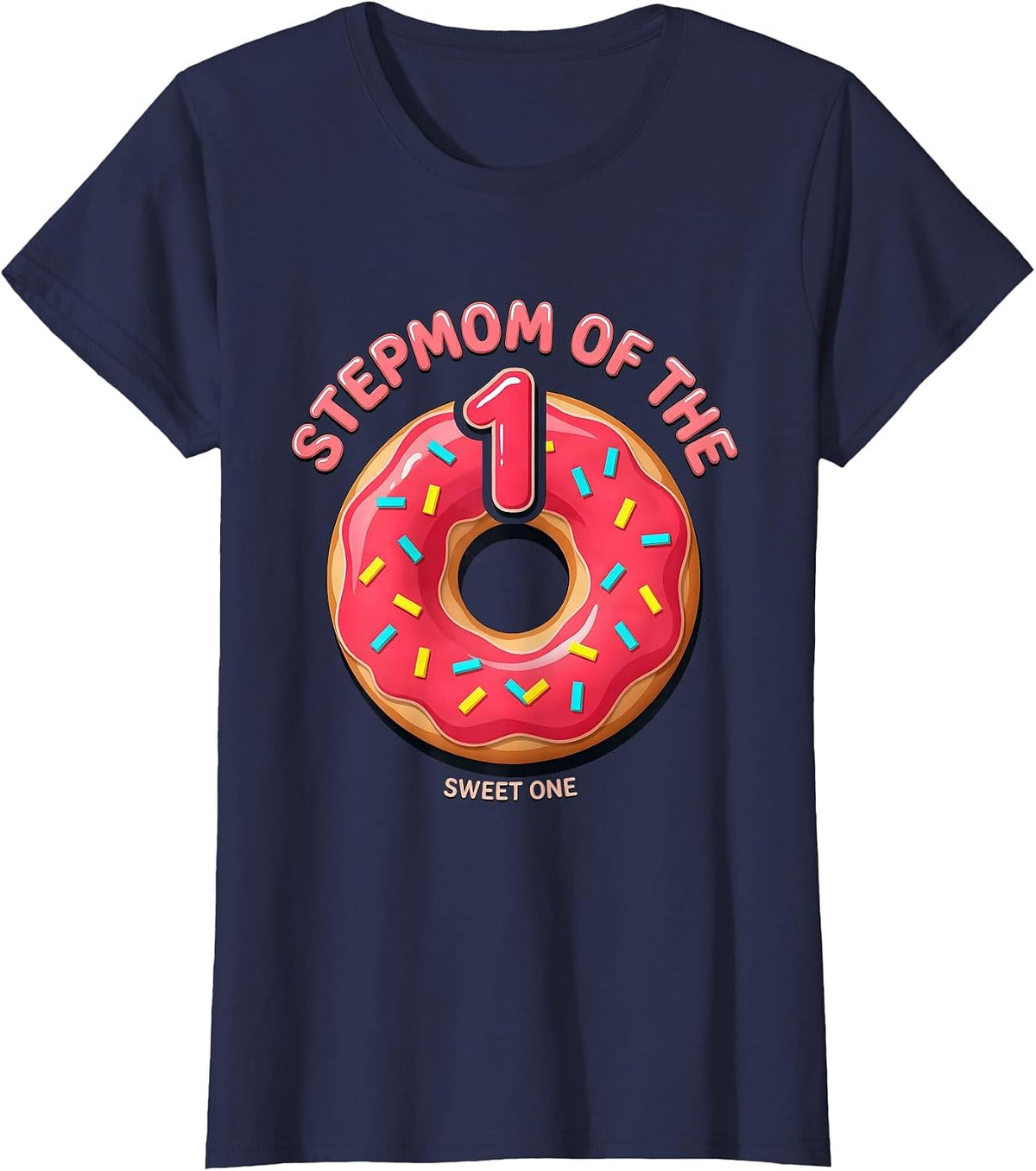 Women's Stepmom Of The Sweet One Playful Matching Family Birthday T-Shirt - Navy Blue