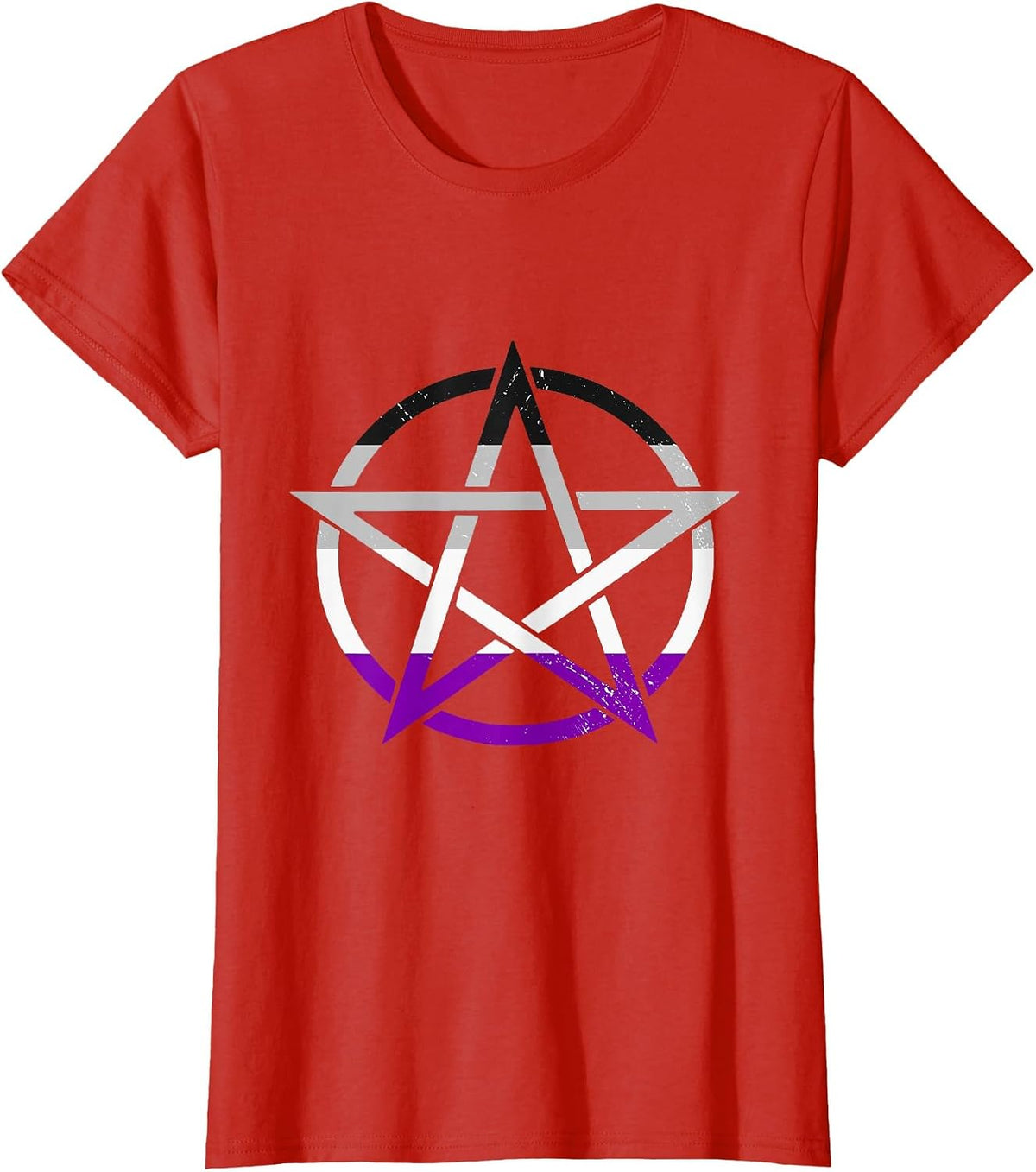Ace Pentagram Gothic Asexual Pride Wicca Witchcraft T-Shirt - Red