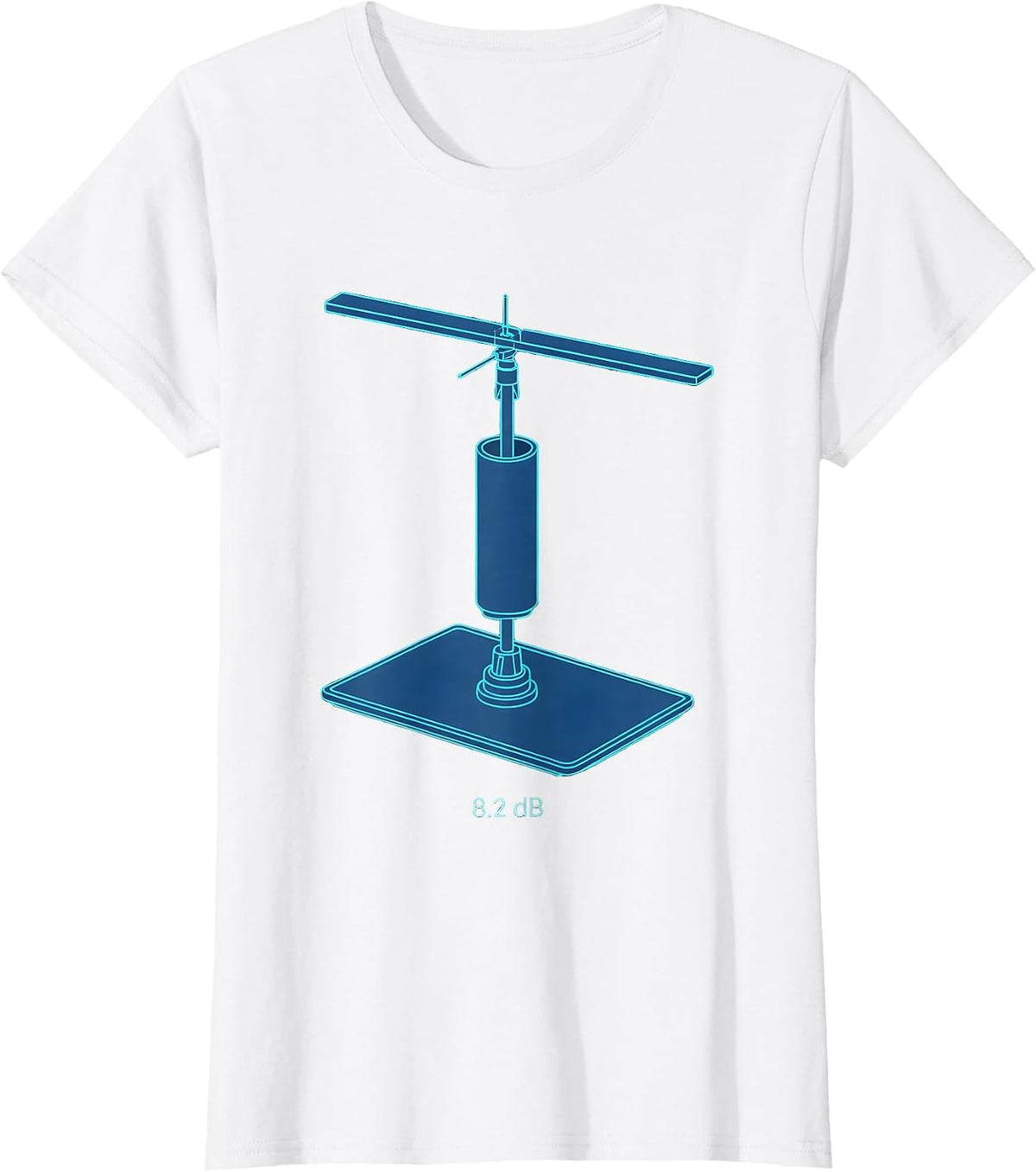 8.2 dB Exploded Antenna Ham Radio Operator Nerdy Humor T-Shirt - White