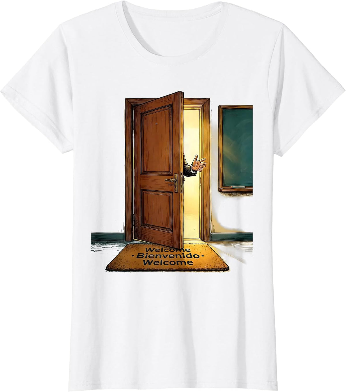 Welcome Bienvenido Welcome Multilingual Teacher Bilingual T-Shirt - White
