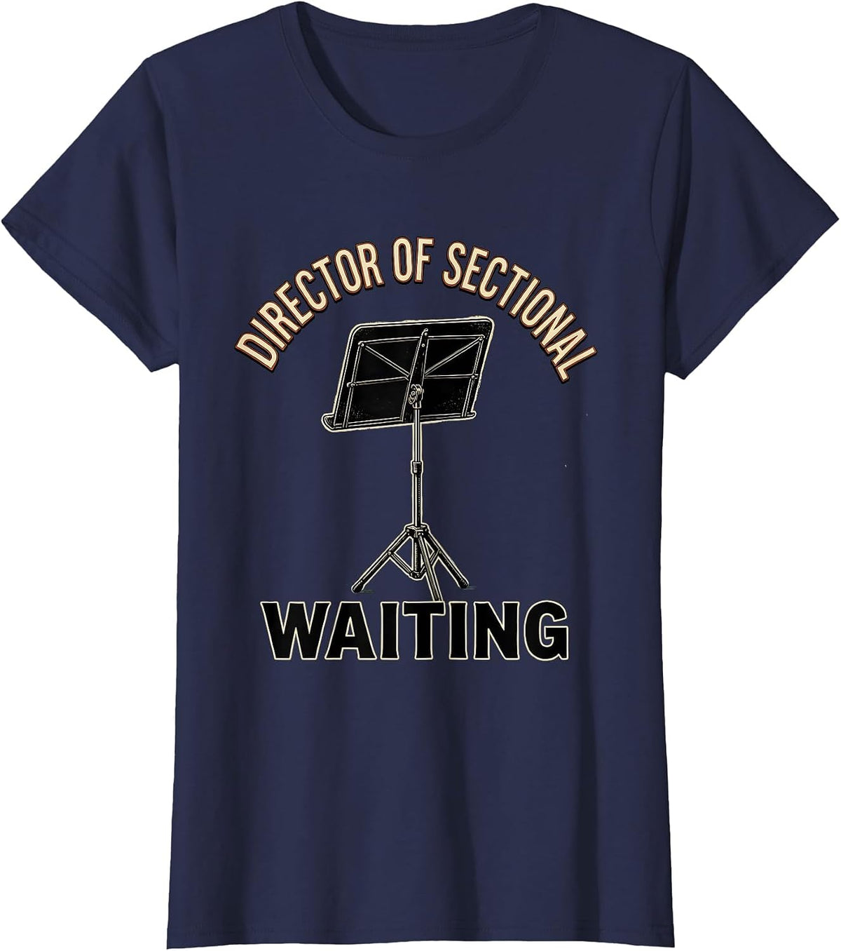 Women's Director Of Sectional Waiting Vintage Music Lover Humor Band T-Shirt - Navy Blue