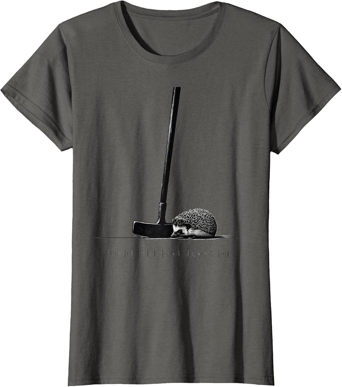 Women's Croquet Mallet and Hedgehog Ball Minimalist Alice T-Shirt - Asphalt Grey