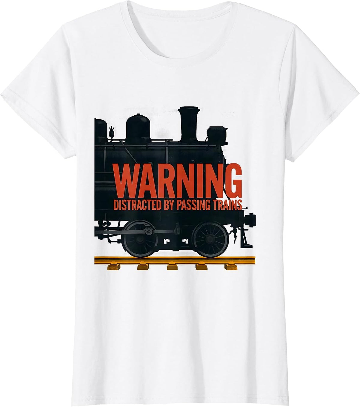 Warning Distracted By Passing Trains Retro Train Enthusiast T-Shirt - White