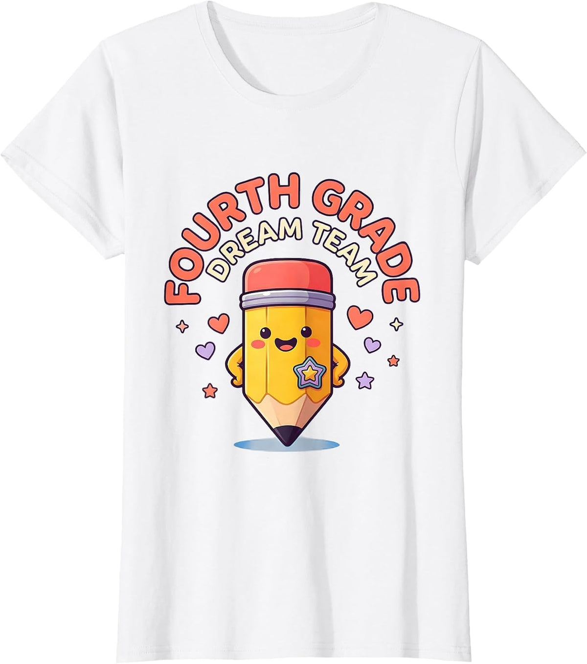 Fourth Grade Dream Team Cute Kawaii Back to School Teacher T-Shirt - White
