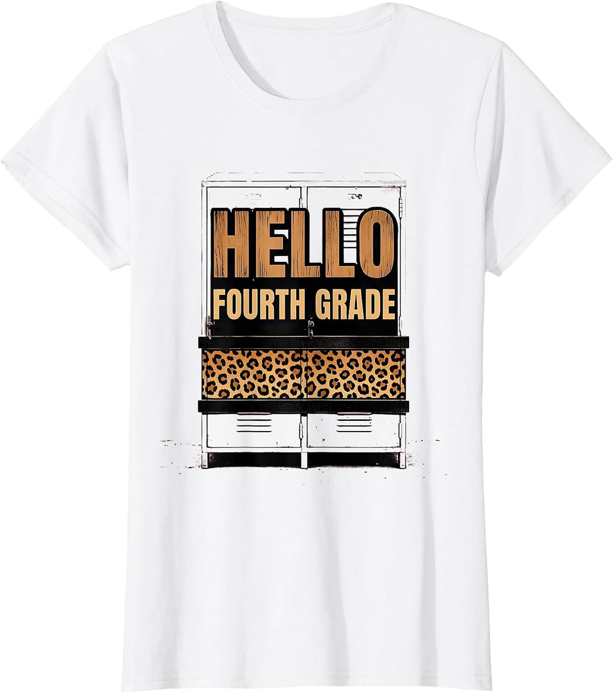 Hello Fourth Grade Leopard Teacher Back To School Girls T-Shirt - White