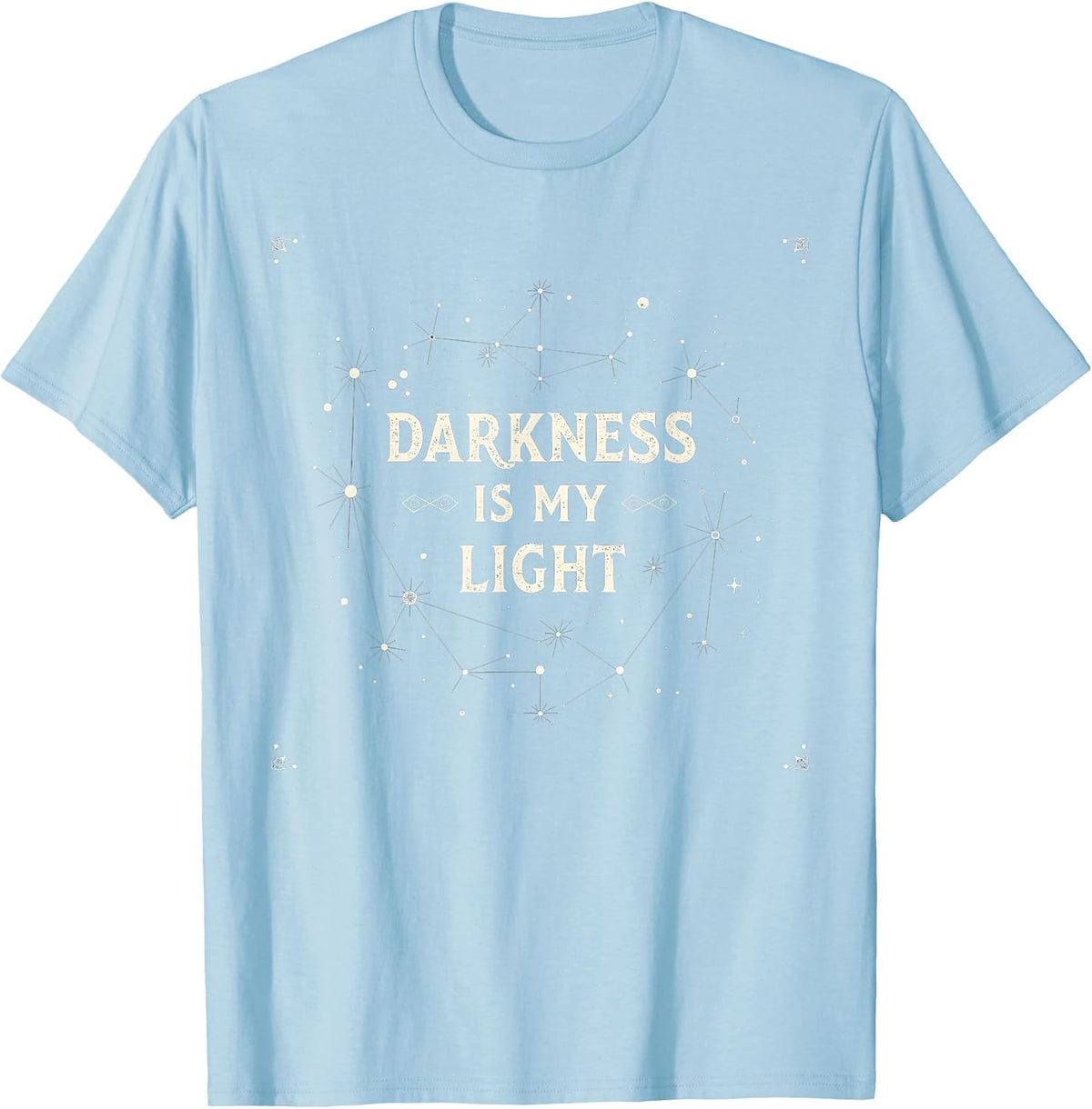 Mens Gothic Graphic Tees Darkness is My Light Emo Gothic Design T-Shirt - Baby Blue