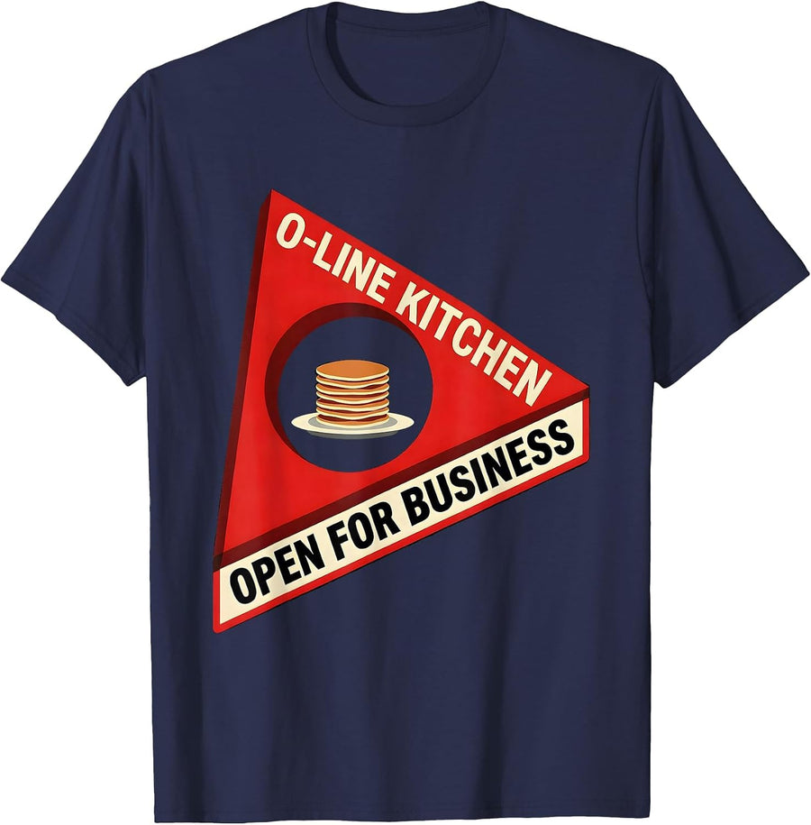 O-Line Kitchen Open For Business Funny Football Lineman T-Shirt - Navy Blue