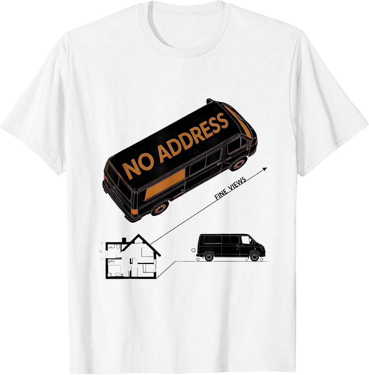 Men's No Address Fine Views Bauhaus Modernist Van Life Retro T-Shirt - White