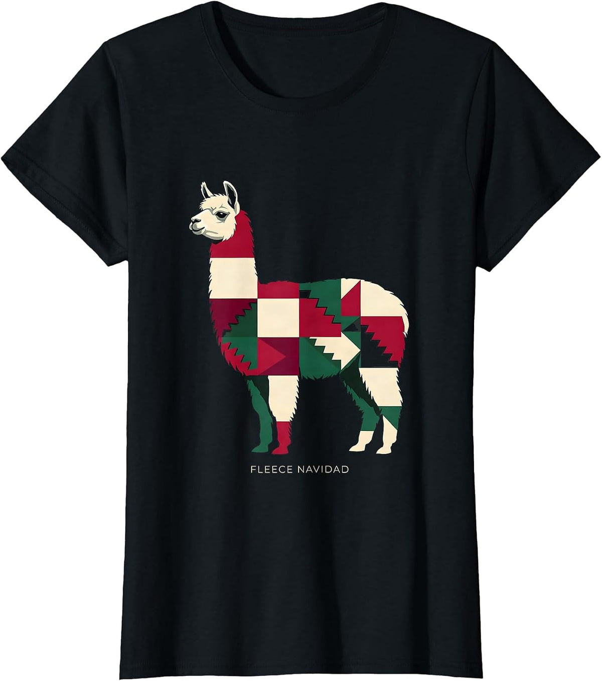 Fleece Navidad Funny Llama Christmas Animal Lover Gift T-Shirt - Black